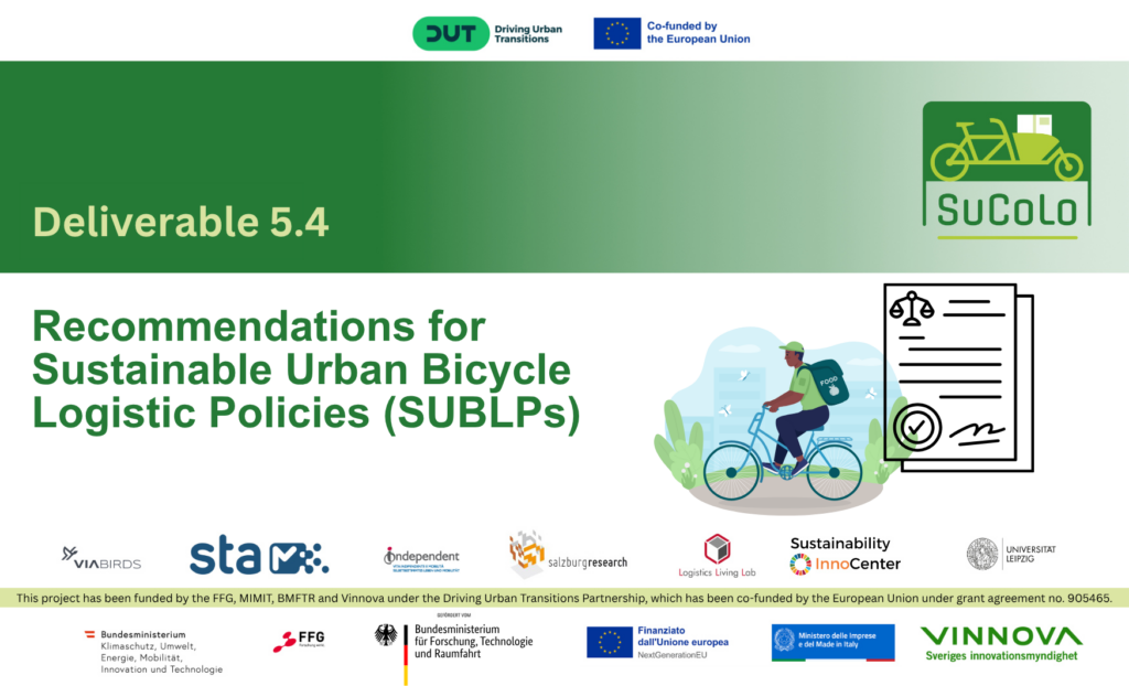 Deliverable 5.4: Rekommendationer för hållbara strategier för urban cykellogistik